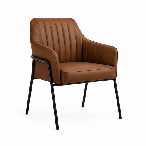 Polstersessel Braun aus Polyester-Mikrofaser mit Stahlgestell 60 x 63 x 80 cm