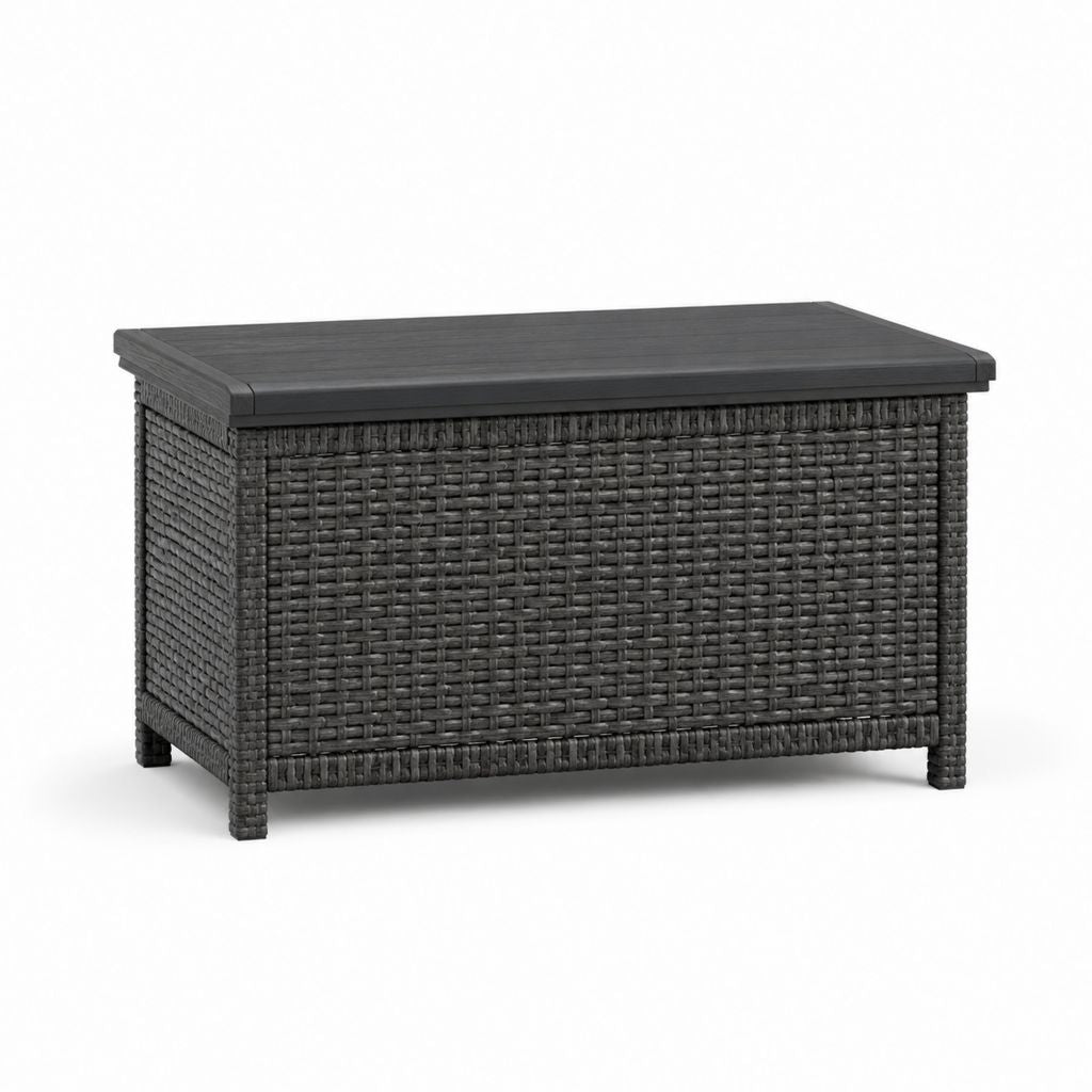 Garten-Aufbewahrungsbox Anthrazit aus PE-Rattan rechteckig 120 x 60 x 63 cm