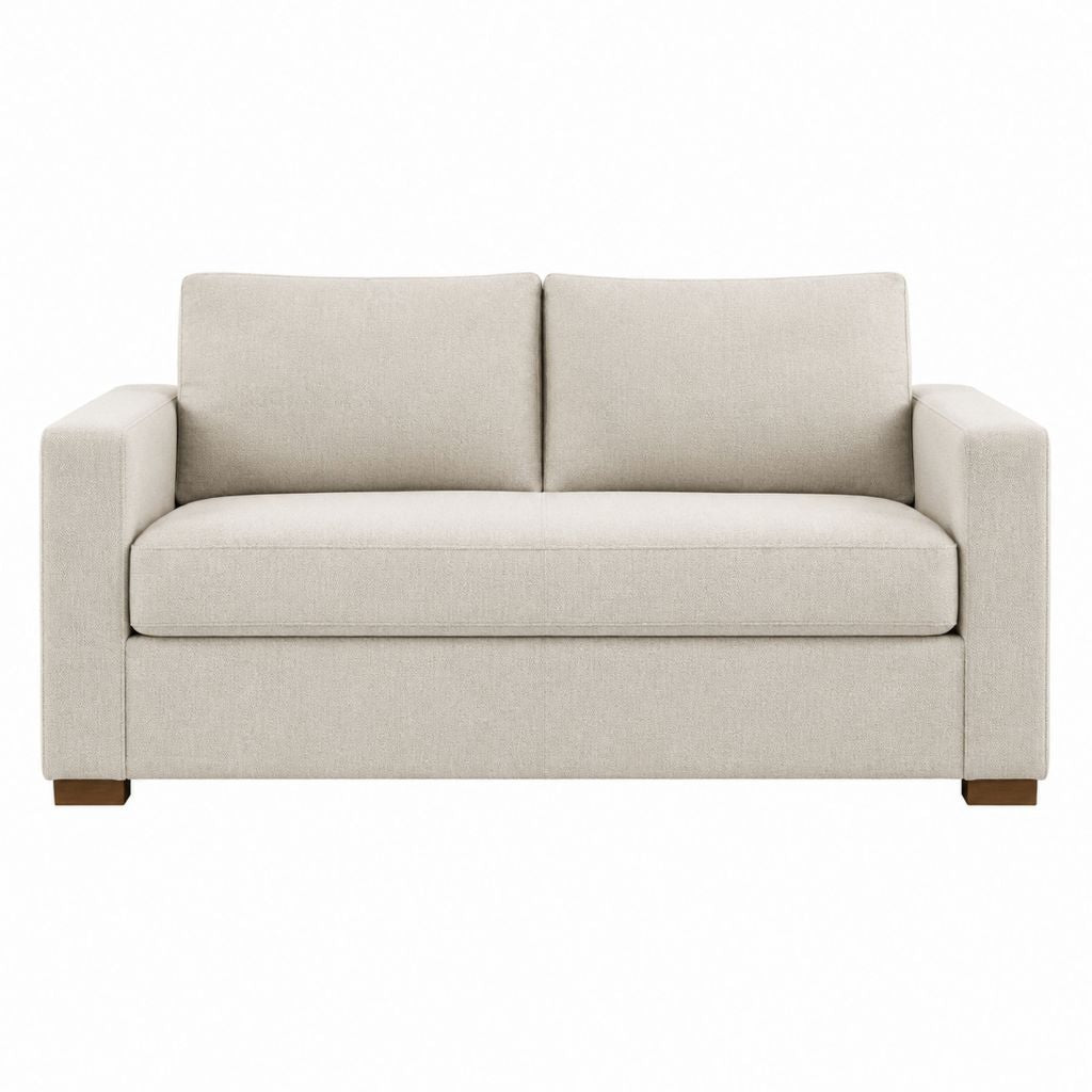 2-Sitzer Sofa Beige mit Polyesterbezug und Holzfüßen 160 x 86 x 85 cm