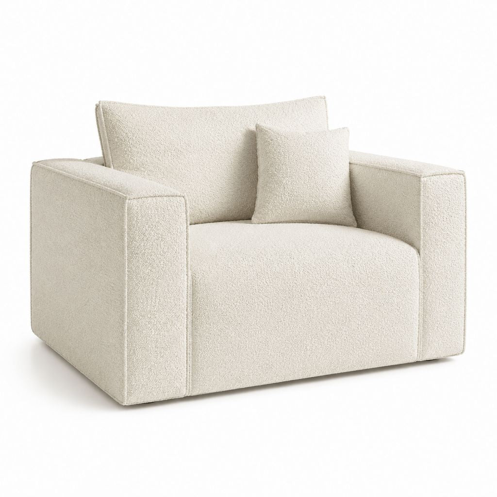 Sessel 1-Sitzer Creme Bouclé-Polyester rechteckig 110 x 95 x 80 cm