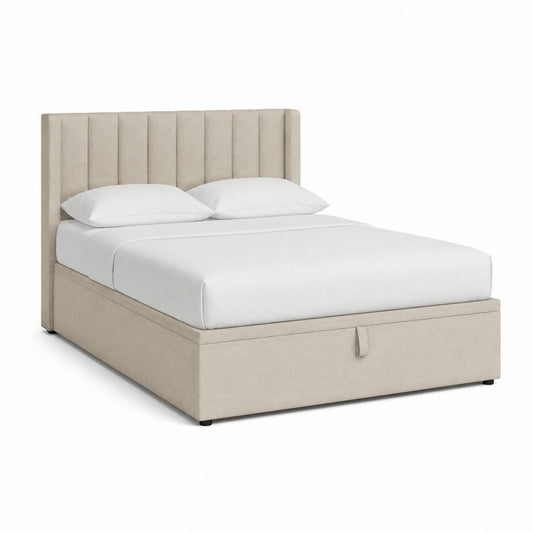 Polsterbett mit Stauraum Beige Polyester Rechteckig 160 x 200 cm