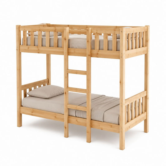 Etagenbett aus massivem Kiefernholz natur rechteckig 90 x 200 cm 208 x 98 x 160 cm