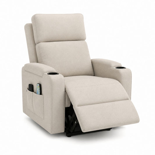 Elektrischer Fernsehsessel mit Relaxfunktion Beige Polyester 84 x 92 x 104 cm