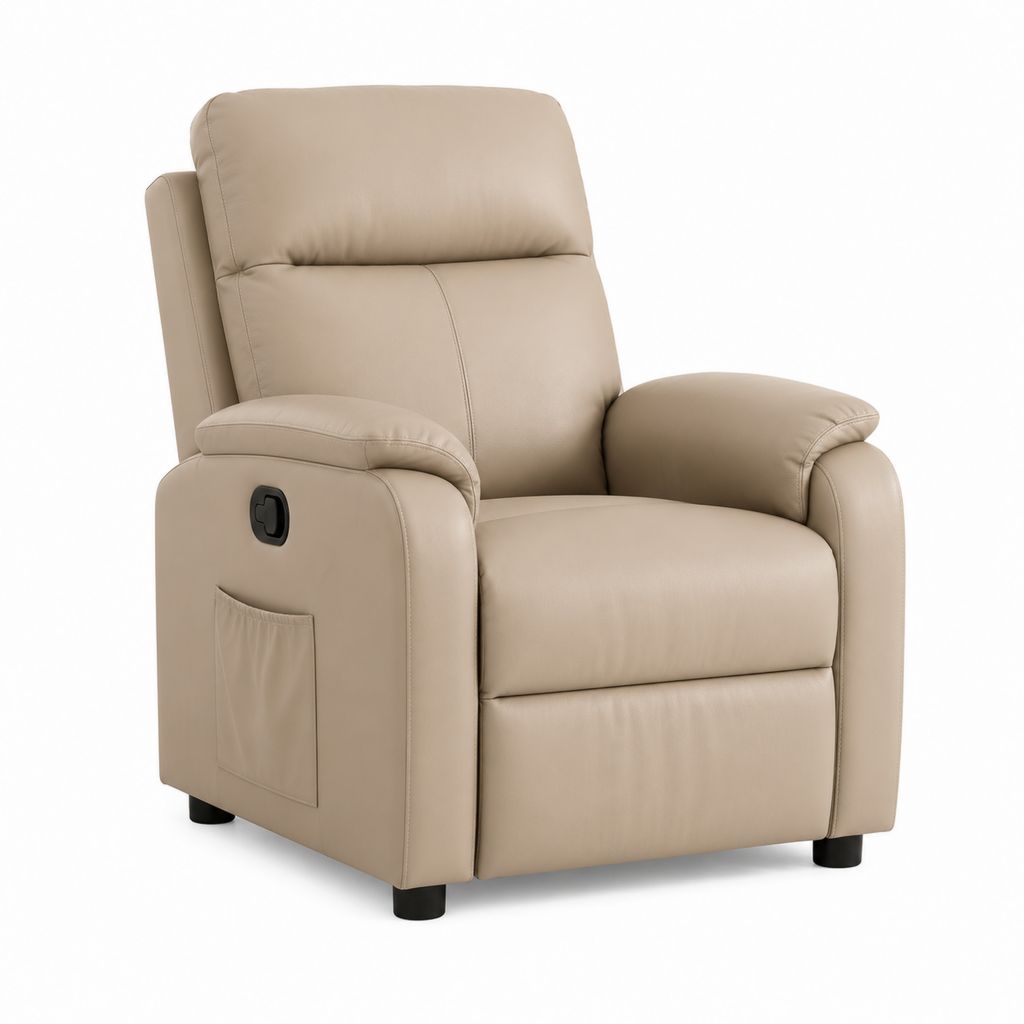 Relaxsessel mit manueller Liegefunktion Beige PU-Kunstleder 90 x 92 x 102 cm