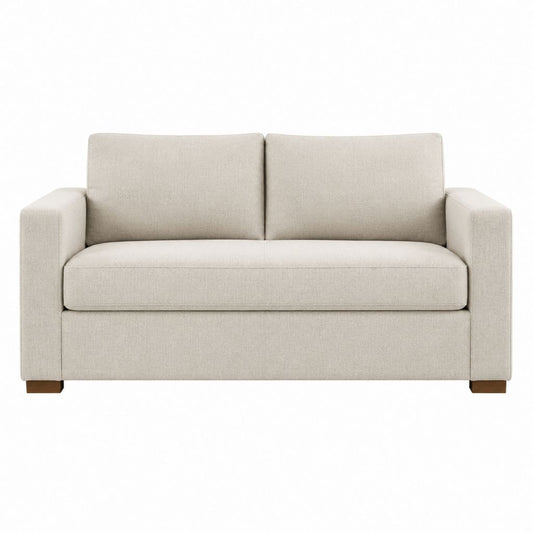 2-Sitzer Sofa Beige mit Polyesterbezug und Holzfüßen 160 x 86 x 85 cm