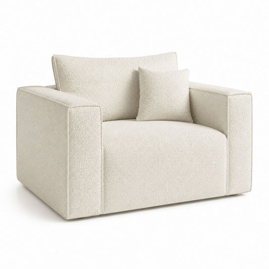 Sessel 1-Sitzer Creme Bouclé-Polyester rechteckig 110 x 95 x 80 cm