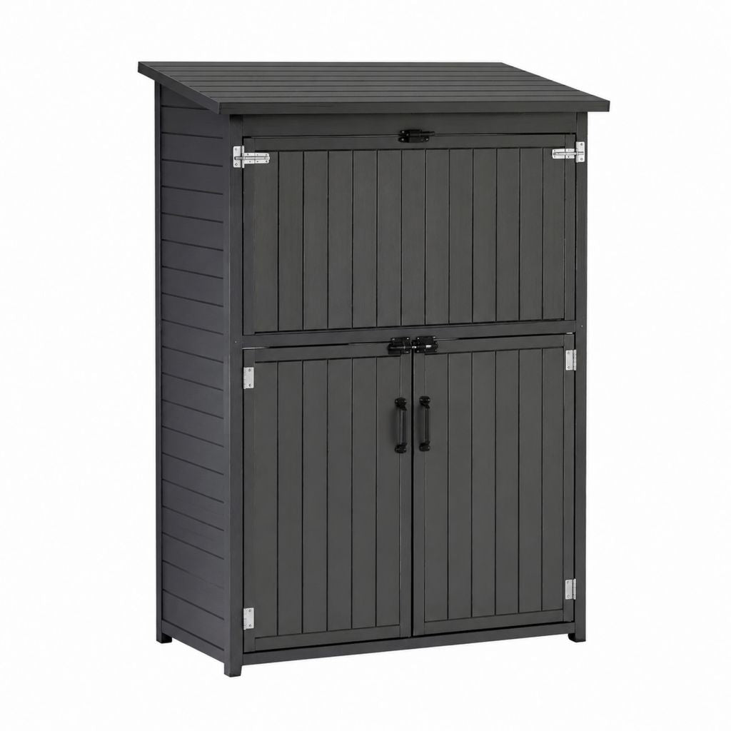 Gartenschrank aus massivem Fichtenholz schwarz 100 x 55 x 180 cm