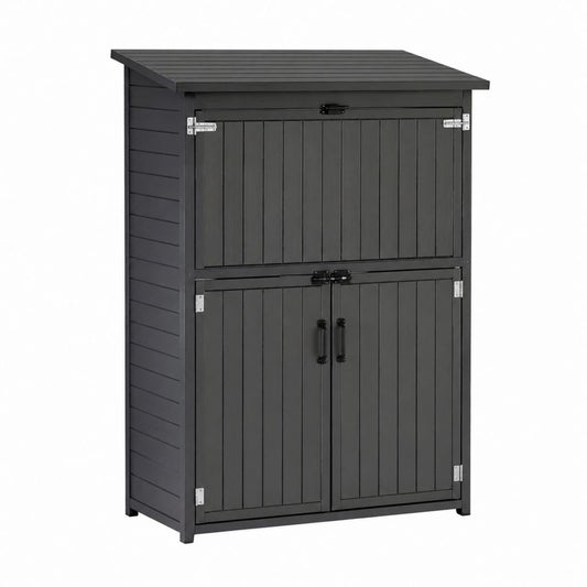 Gartenschrank aus massivem Fichtenholz schwarz 100 x 55 x 180 cm