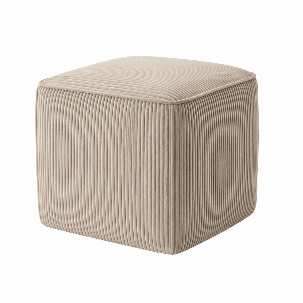 Fußhocker Beige aus Polyester-Cord 40 x 40 x 40 cm quadratisch