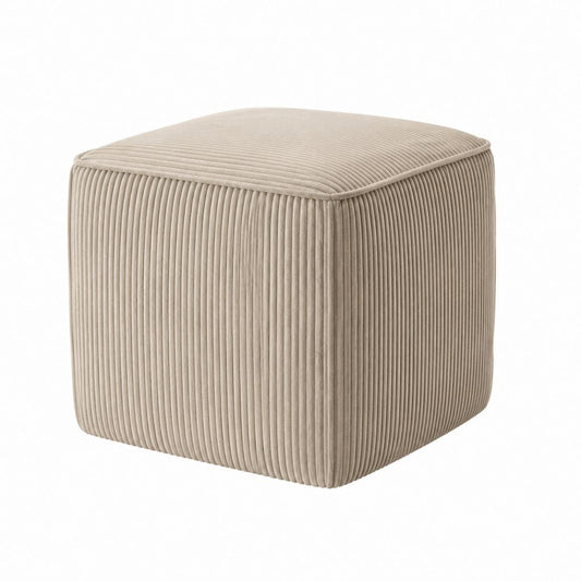 Fußhocker Beige aus Polyester-Cord 40 x 40 x 40 cm quadratisch