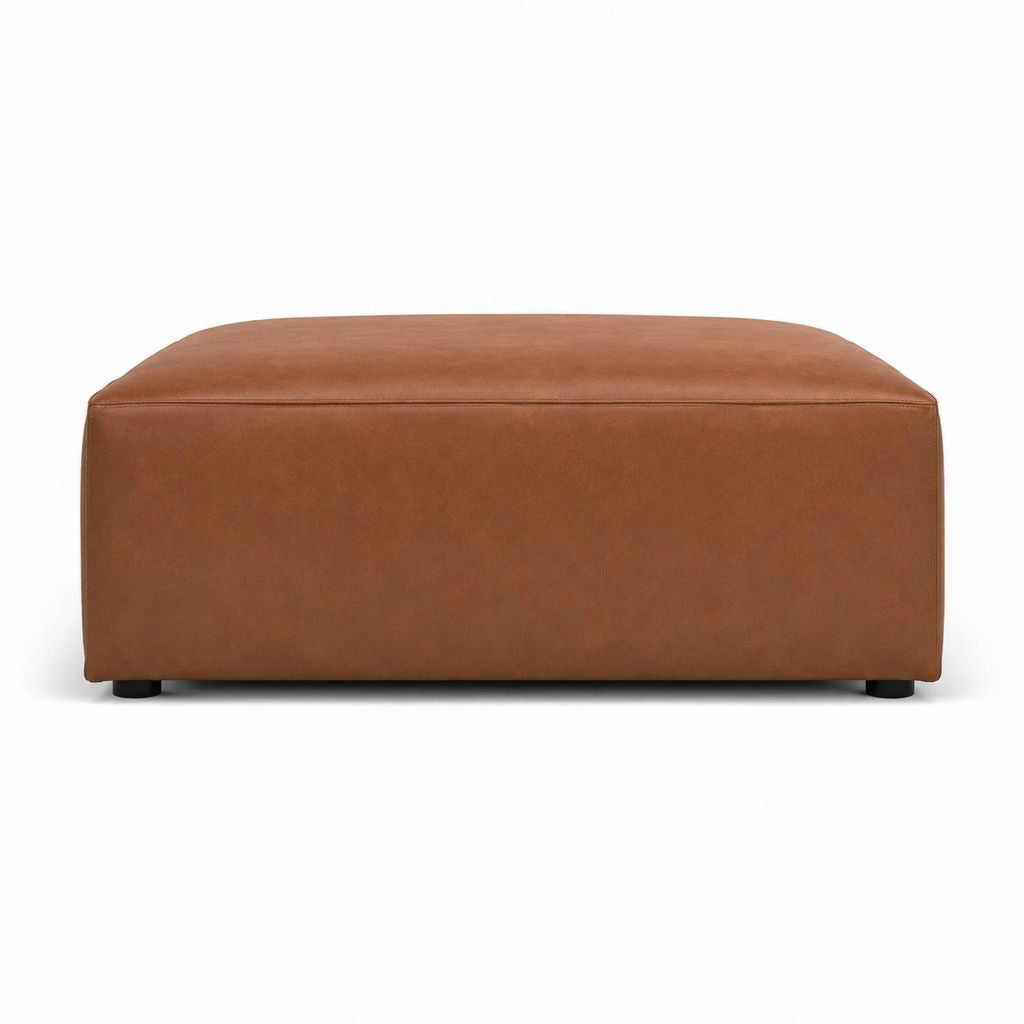 Fußhocker Braun aus PU-Kunstleder rechteckig 90 x 60 x 42 cm