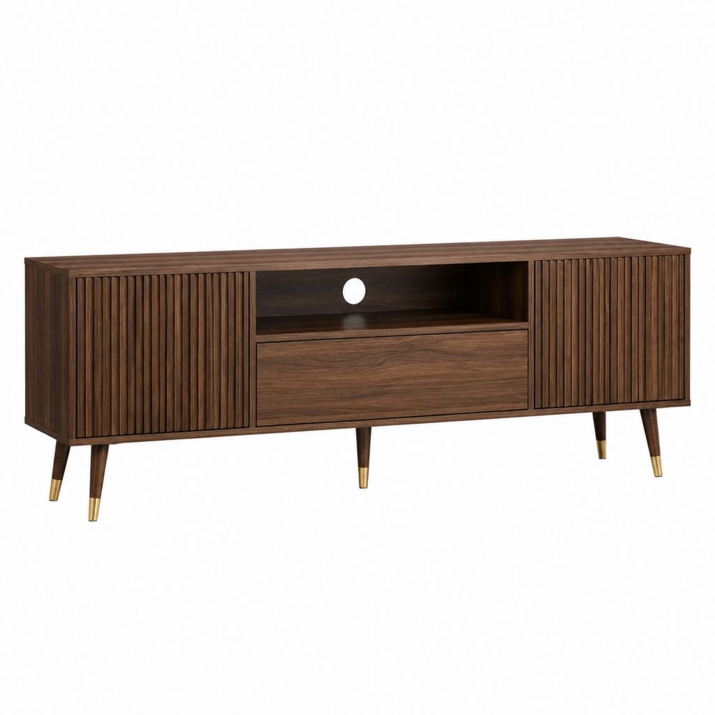 TV-Lowboard Walnussbraun MDF mit Walnussfurnier rechteckig 180 x 40 x 60 cm