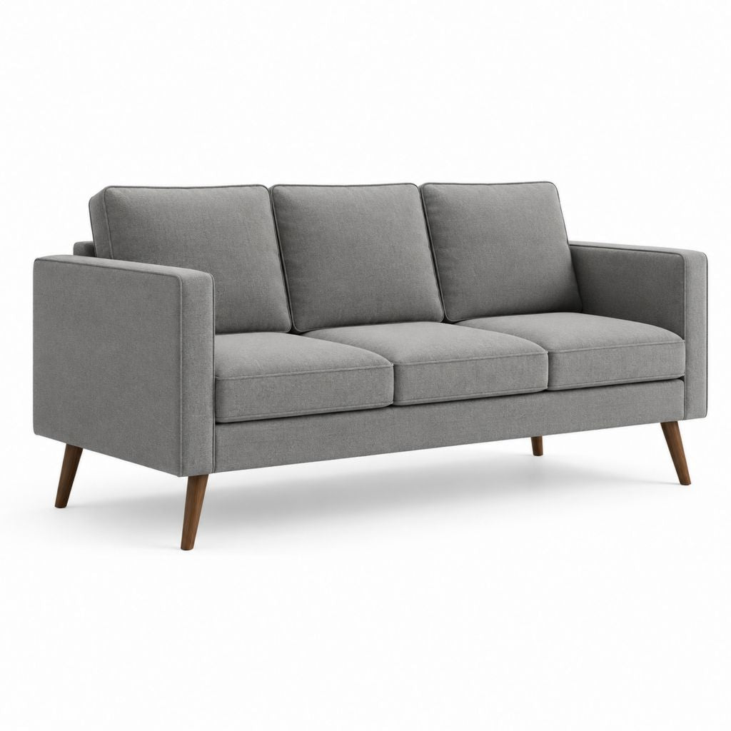 3-Sitzer Sofa Grau aus Polyester mit gerader Form 200 x 85 x 85 cm