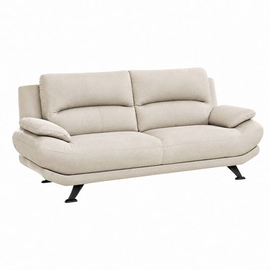 3-Sitzer Sofa Beige mit Polyesterbezug und Stahlfüßen 220 x 100 x 90 cm